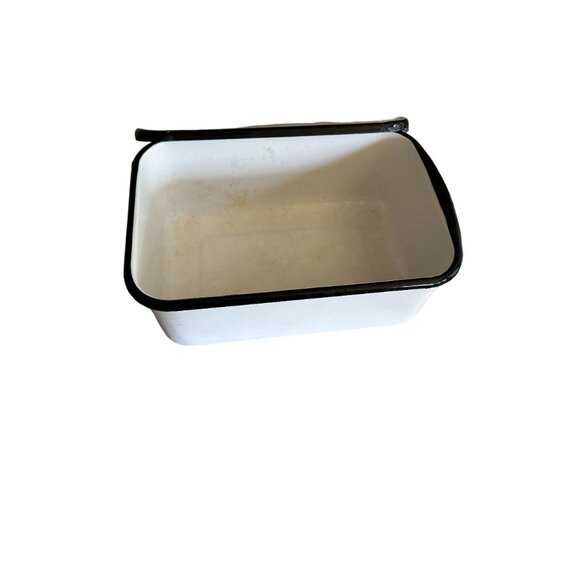 Vintage White Enamel Rectangular Storage Box With Lid - Picture 3 of 6